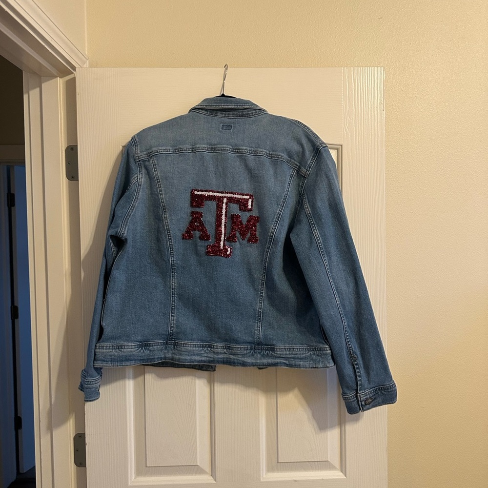 Texas A&M Lee Jean Jacket with Embellish sz XL - Picture 2 of 3
